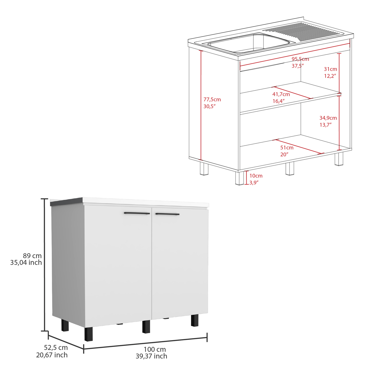 Wall Mounted Kitchen Set White Utility Sink Cabinet for Dining Room