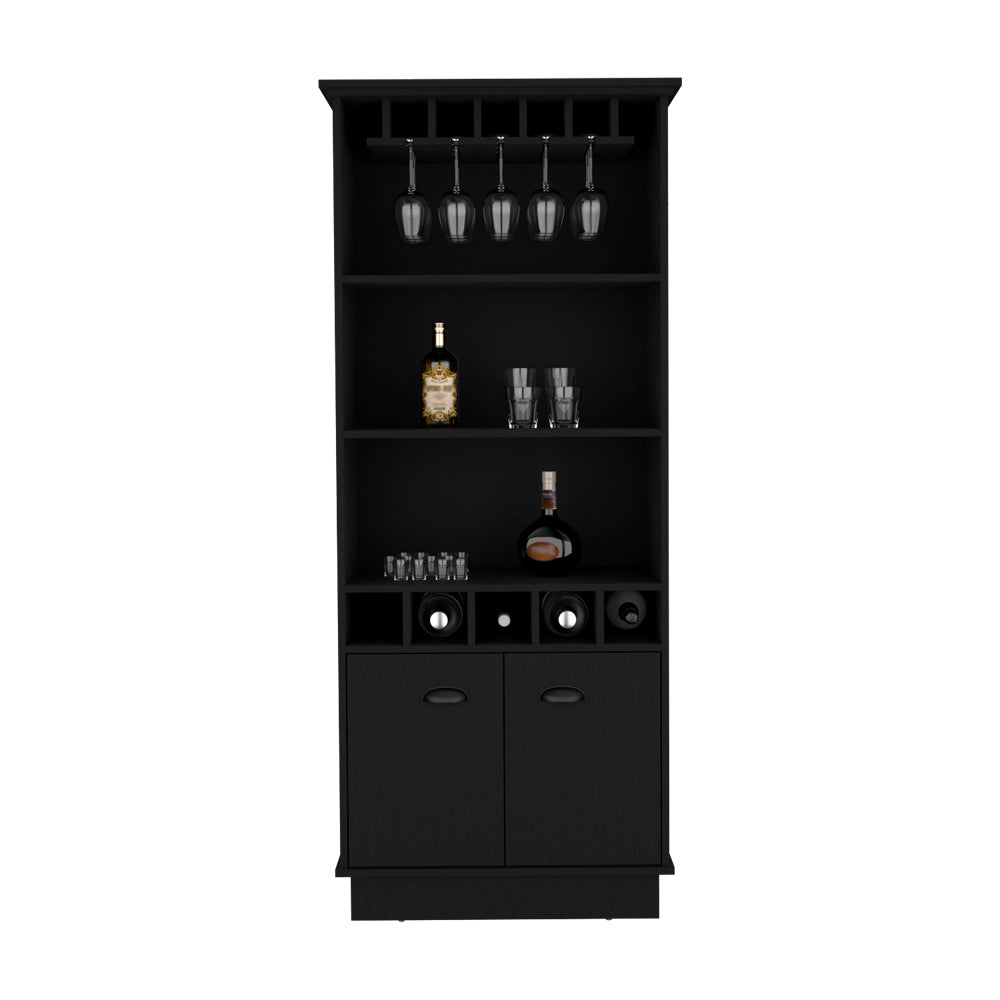 Black Bar Cabinet with Shelving - 19" W x 24" D x 69.9" H