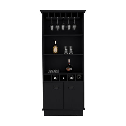 Black Bar Cabinet with Shelving - 19" W x 24" D x 69.9" H