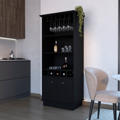 Black Bar Cabinet with Shelving - 19" W x 24" D x 69.9" H