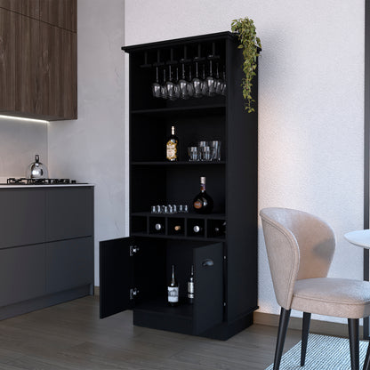 Black Bar Cabinet with Shelving - 19" W x 24" D x 69.9" H