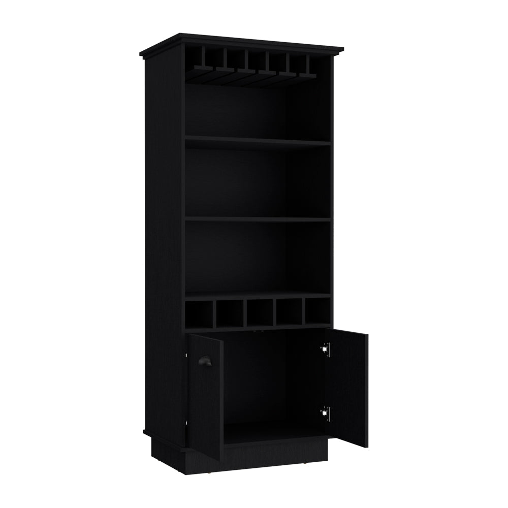 Black Bar Cabinet with Shelving - 19" W x 24" D x 69.9" H