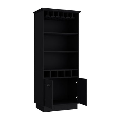 Black Bar Cabinet with Shelving - 19" W x 24" D x 69.9" H