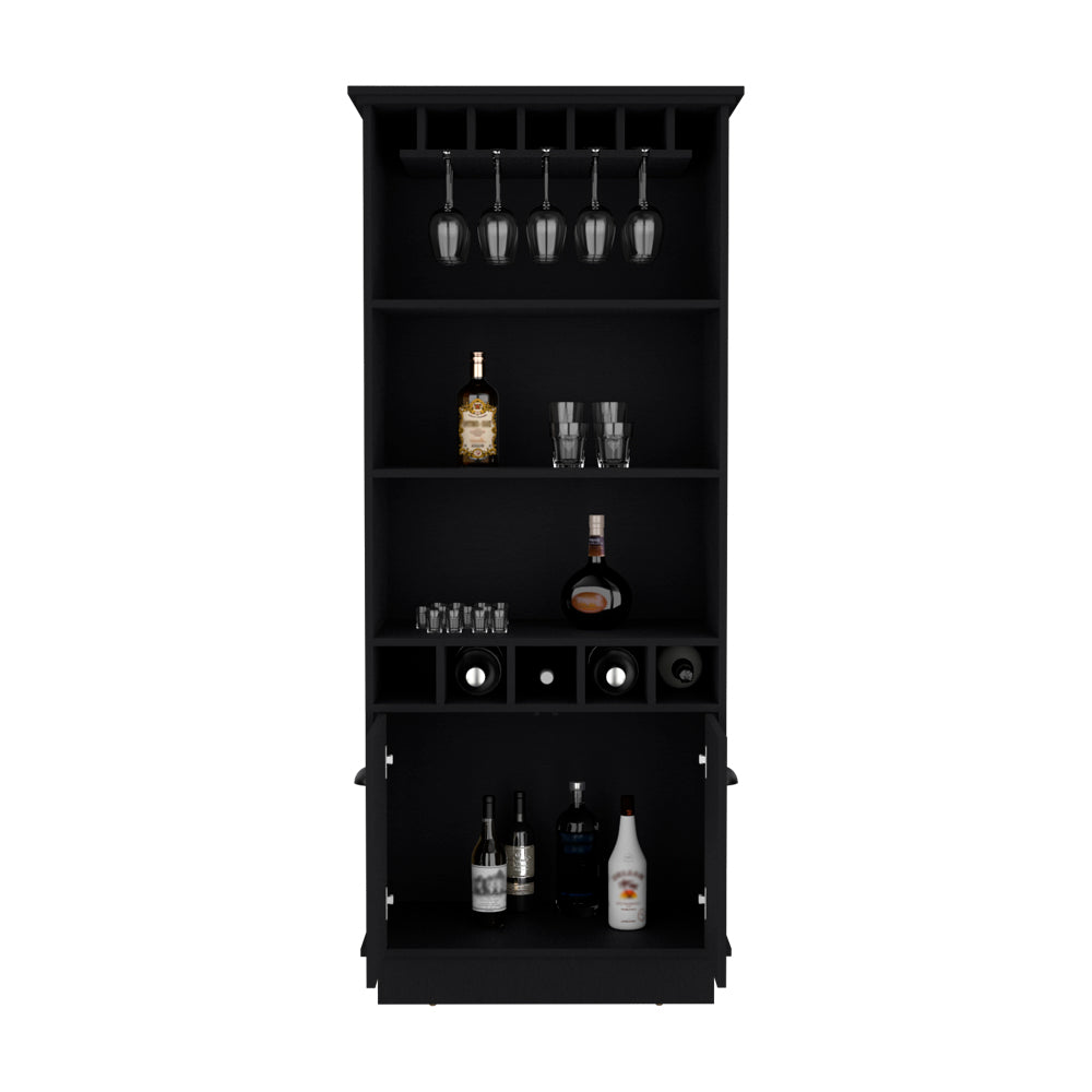 Black Bar Cabinet with Shelving - 19" W x 24" D x 69.9" H
