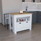 Floyd Kitchen Island 35" H , whit  2 doors, 3 shelves, White/Macadamia