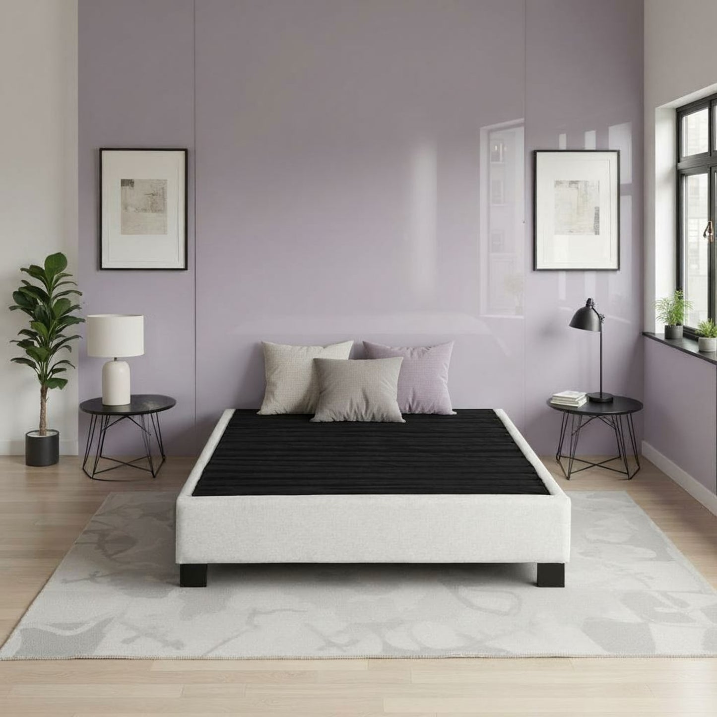 Modern Contempo Queen Upholstered Bed - Oatmeal Beige