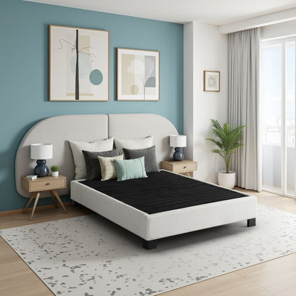 Modern Contempo Queen Upholstered Bed - Oatmeal Beige