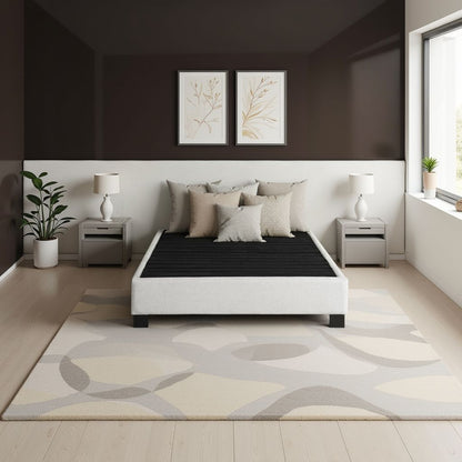 Modern Contempo Queen Upholstered Bed - Oatmeal Beige