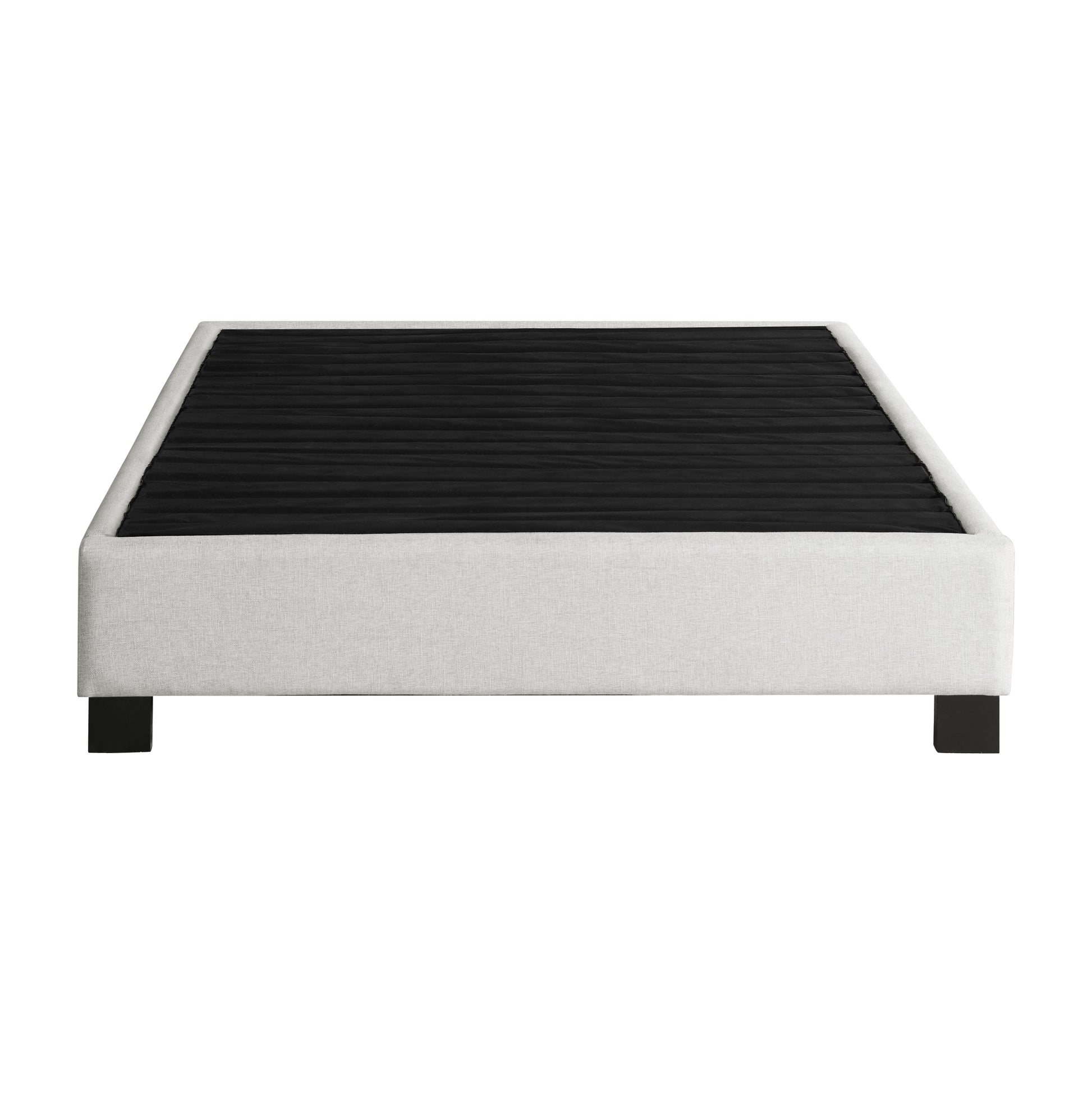 King Size Upholstered Bed Platform Base Oatmeal for Bedroom