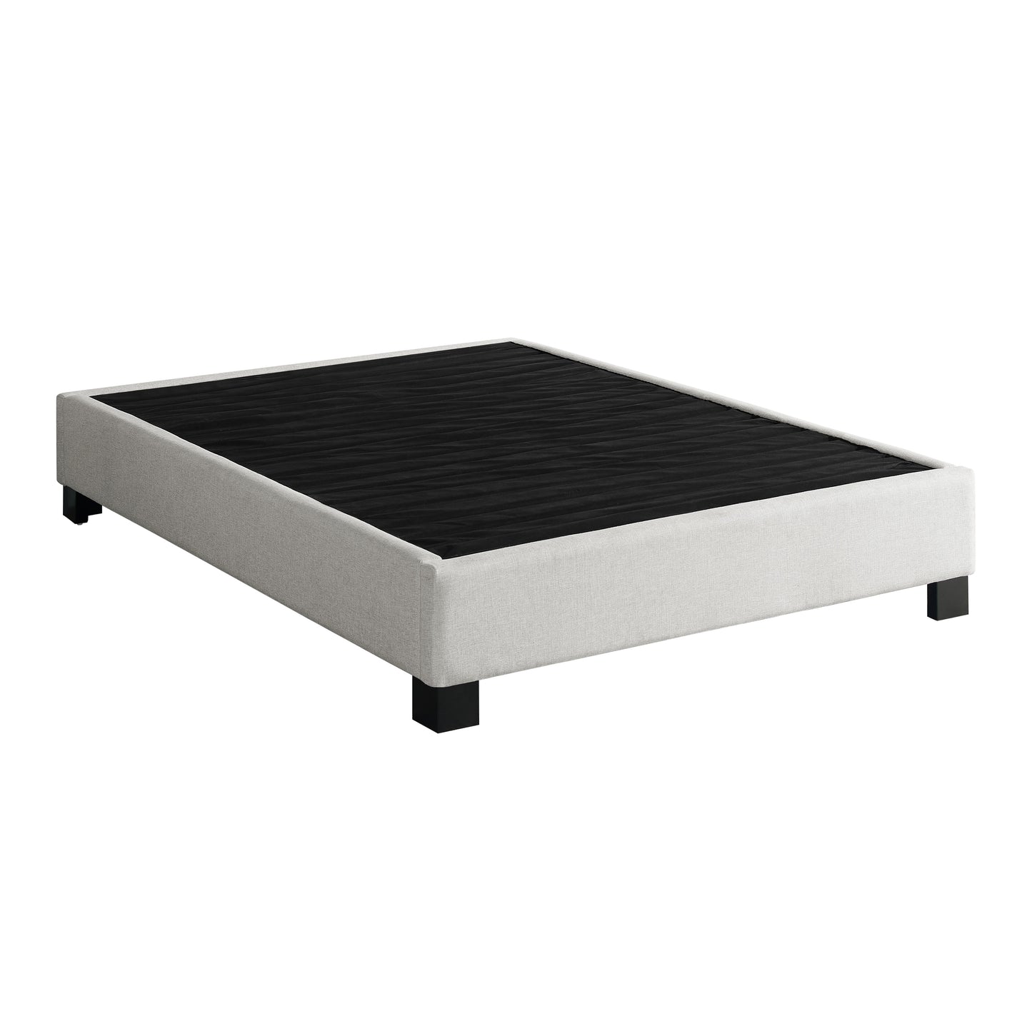 King Size Upholstered Bed Platform Base Oatmeal for Bedroom