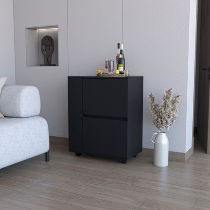 Logan Bar Cart with Two Cabinets and Open Shelves