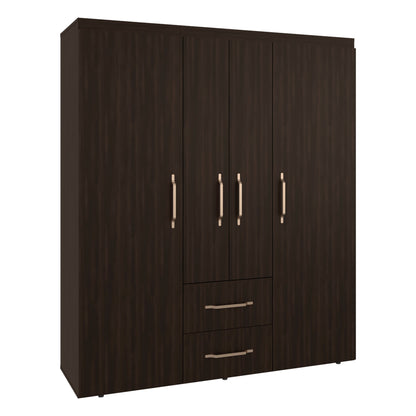 Extremoduro 4-Door Wardrobe with Drawers and Shelves for Storage, Modern Design, Natural Oak