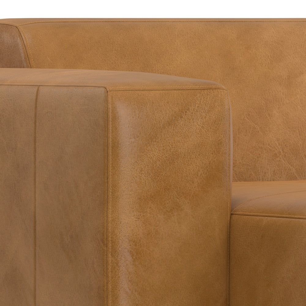 Brown Sienna Kind Leather Left Chaise Sofa Module for Living Room
