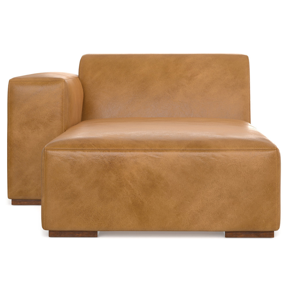 Brown Sienna Kind Leather Left Chaise Sofa Module for Living Room