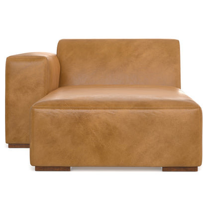 Brown Sienna Kind Leather Left Chaise Sofa Module for Living Room