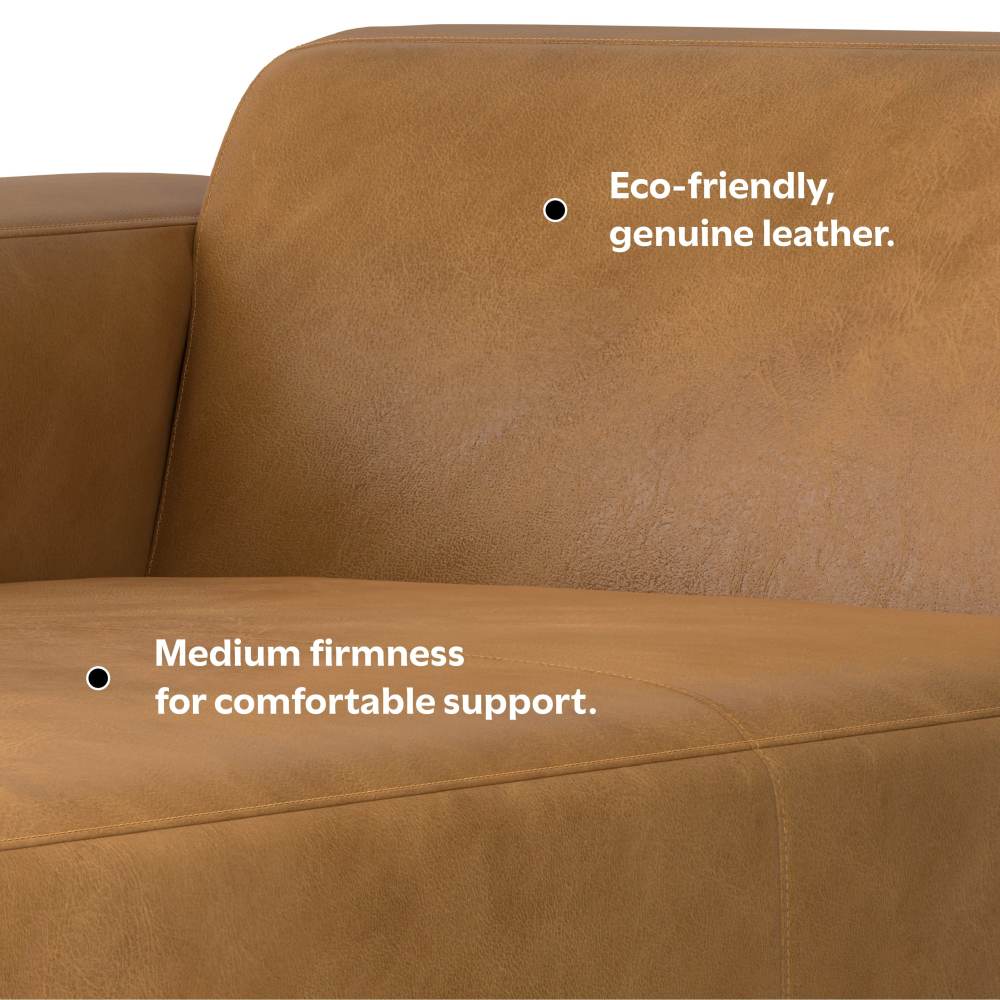 Brown Sienna Kind Leather Left Chaise Sofa Module for Living Room