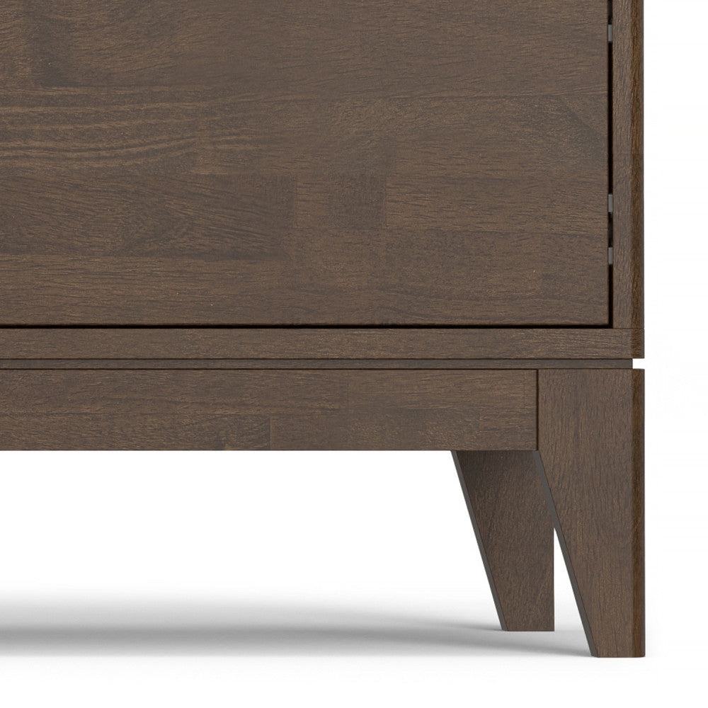 72" Walnut Brown Wood TV Stand - Supports 80" TVs