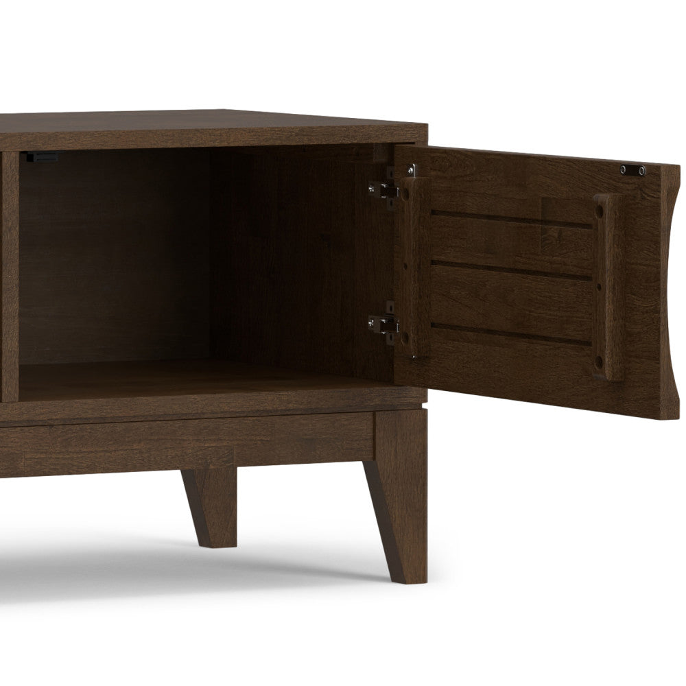72" Walnut Brown Wood TV Stand - Supports 80" TVs