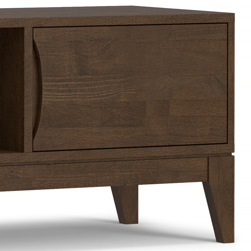 72" Walnut Brown Wood TV Stand - Supports 80" TVs