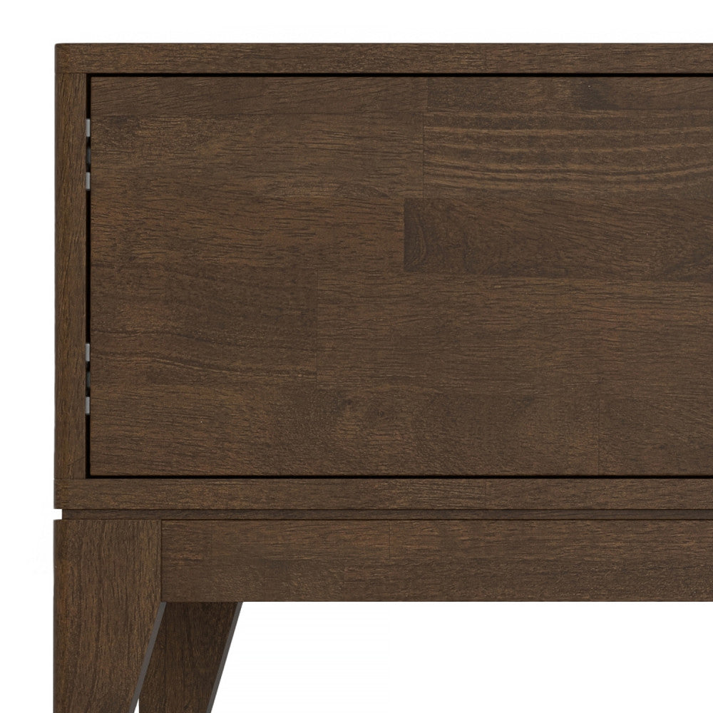 72" Walnut Brown Wood TV Stand - Supports 80" TVs
