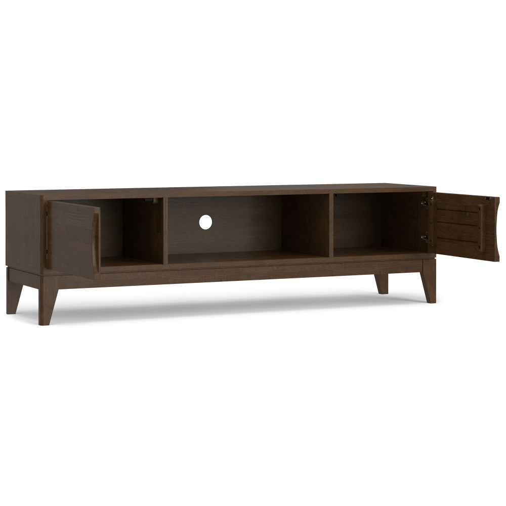 72" Walnut Brown Wood TV Stand - Supports 80" TVs