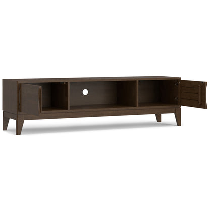 72" Walnut Brown Wood TV Stand - Supports 80" TVs