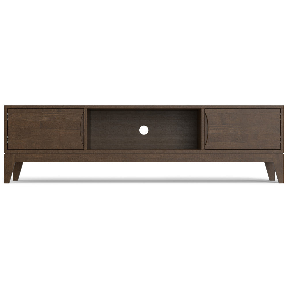 72" Walnut Brown Wood TV Stand - Supports 80" TVs