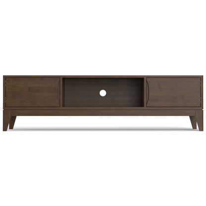 72" Walnut Brown Wood TV Stand - Supports 80" TVs