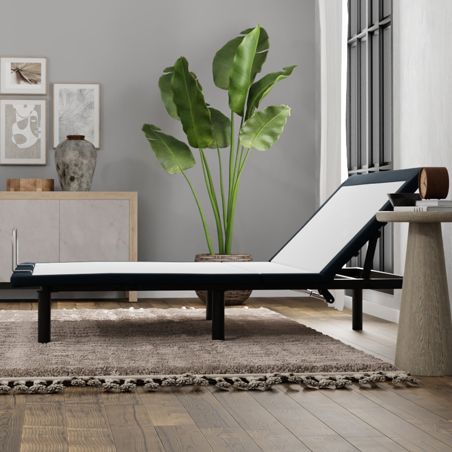 Full Size Adjustable Bed Base - Grey Metal Frame for Bedroom
