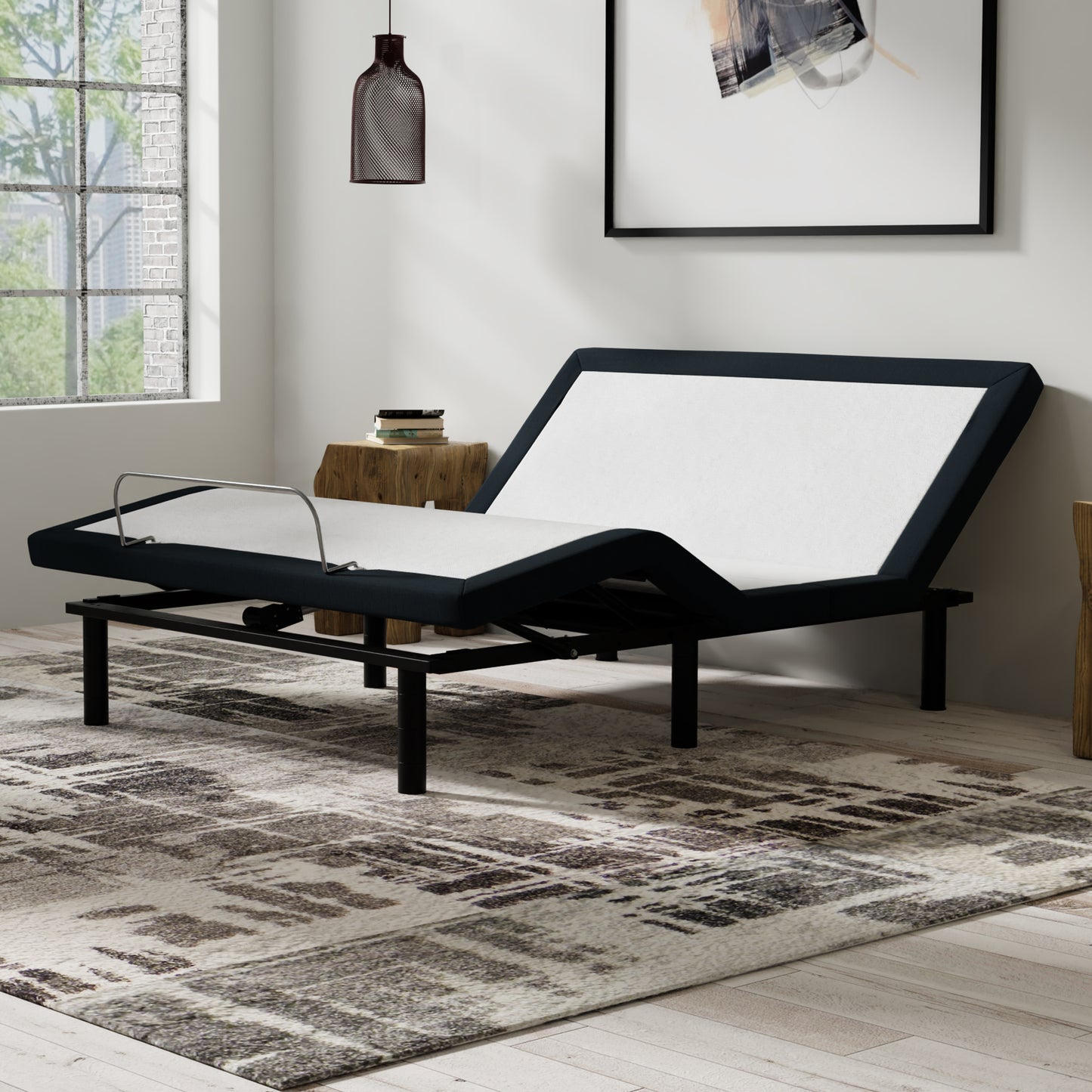 King Metal Massage Bed Base with LED Lighting and USB Ports for Bedroom