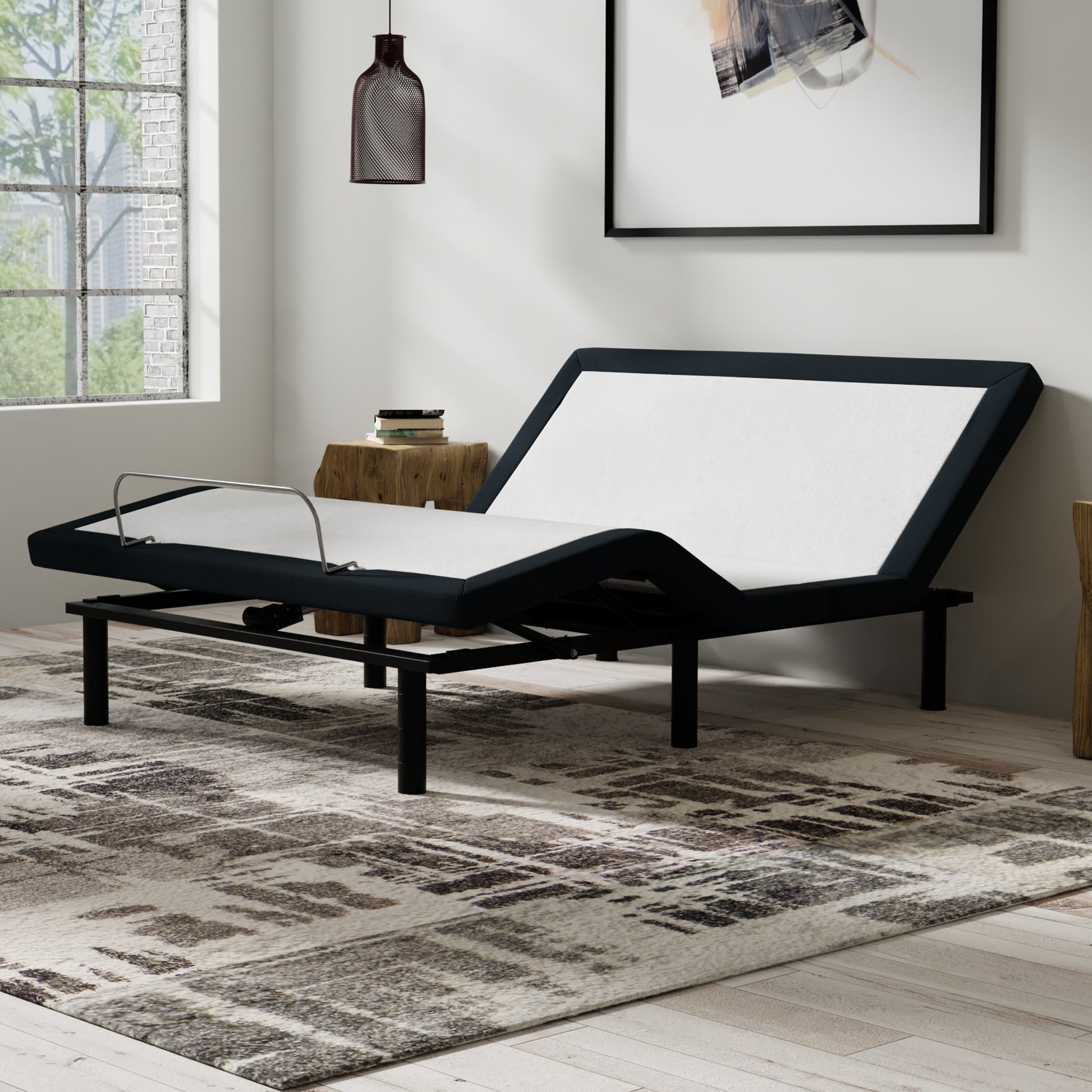 King Metal Massage Bed Base with LED Lighting and USB Ports for Bedroom
