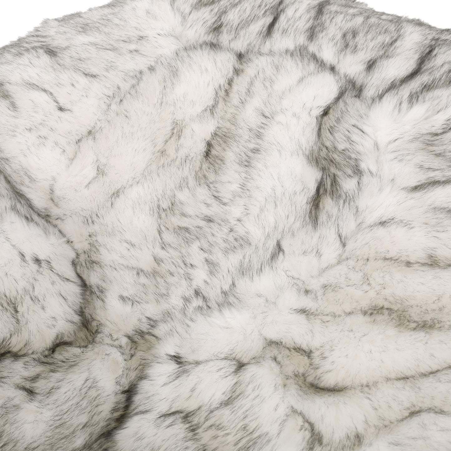 White Gray Faux Fur Bean Bag Chair - 52" Round for Living Room