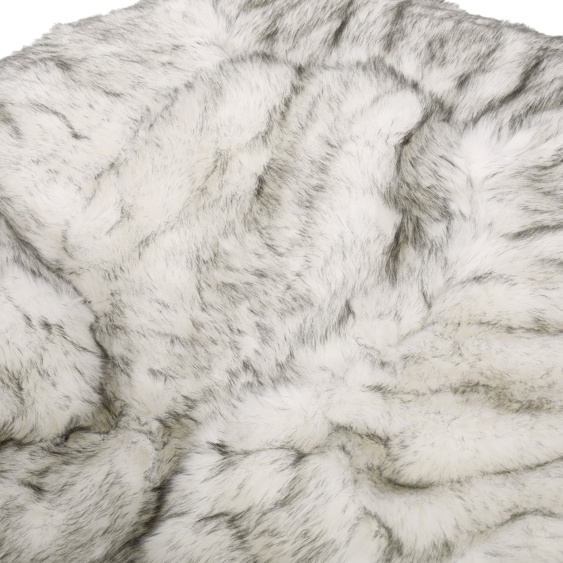 White Gray Faux Fur Bean Bag Chair - 52" Round for Living Room