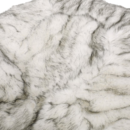 White Gray Faux Fur Bean Bag Chair - 52" Round for Living Room