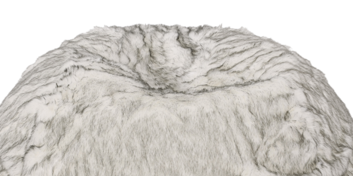 White Gray Faux Fur Bean Bag Chair - 52" Round for Living Room