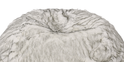White Gray Faux Fur Bean Bag Chair - 52" Round for Living Room