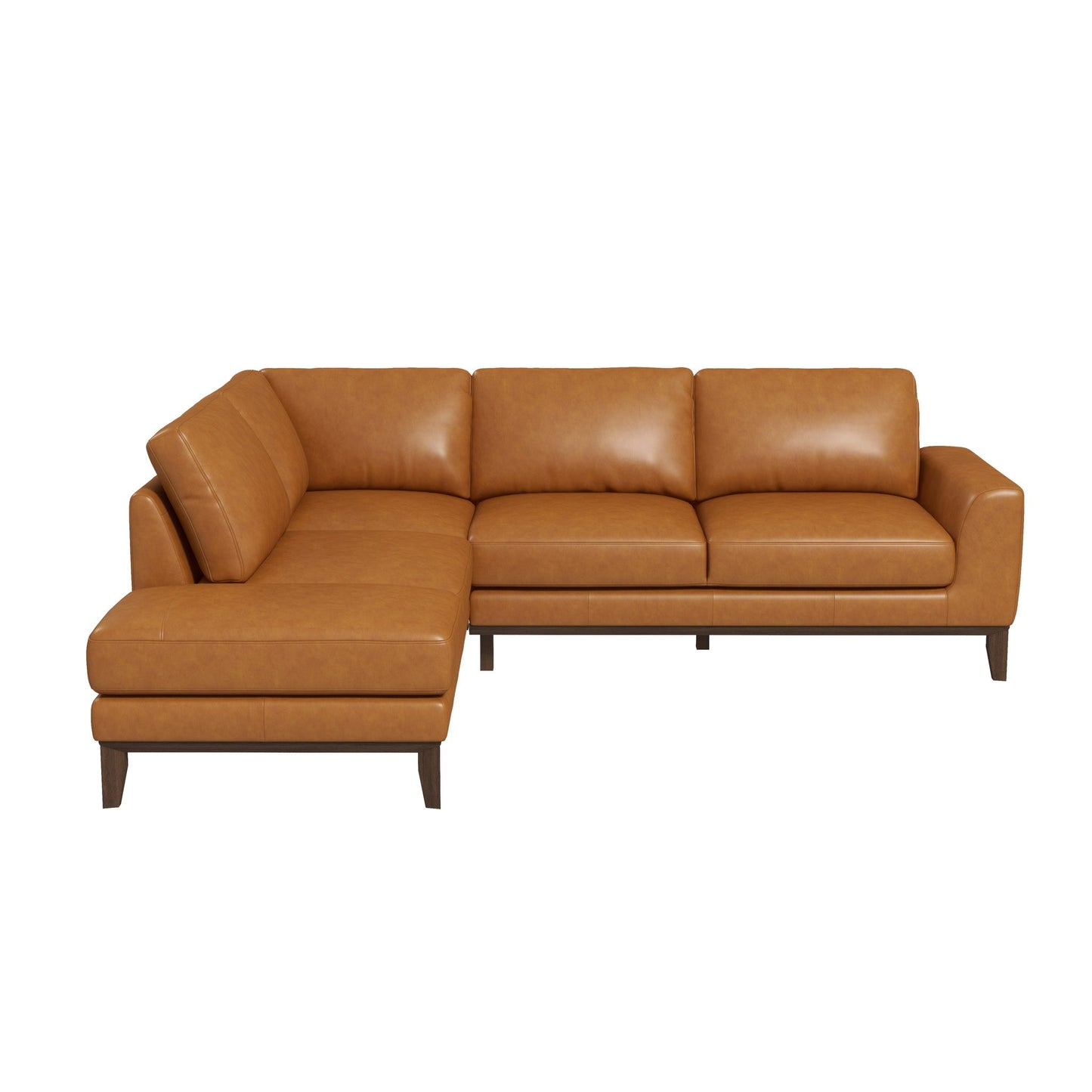 82" Tan Leather 4 Seat Sofa - Left Facing for Living Room
