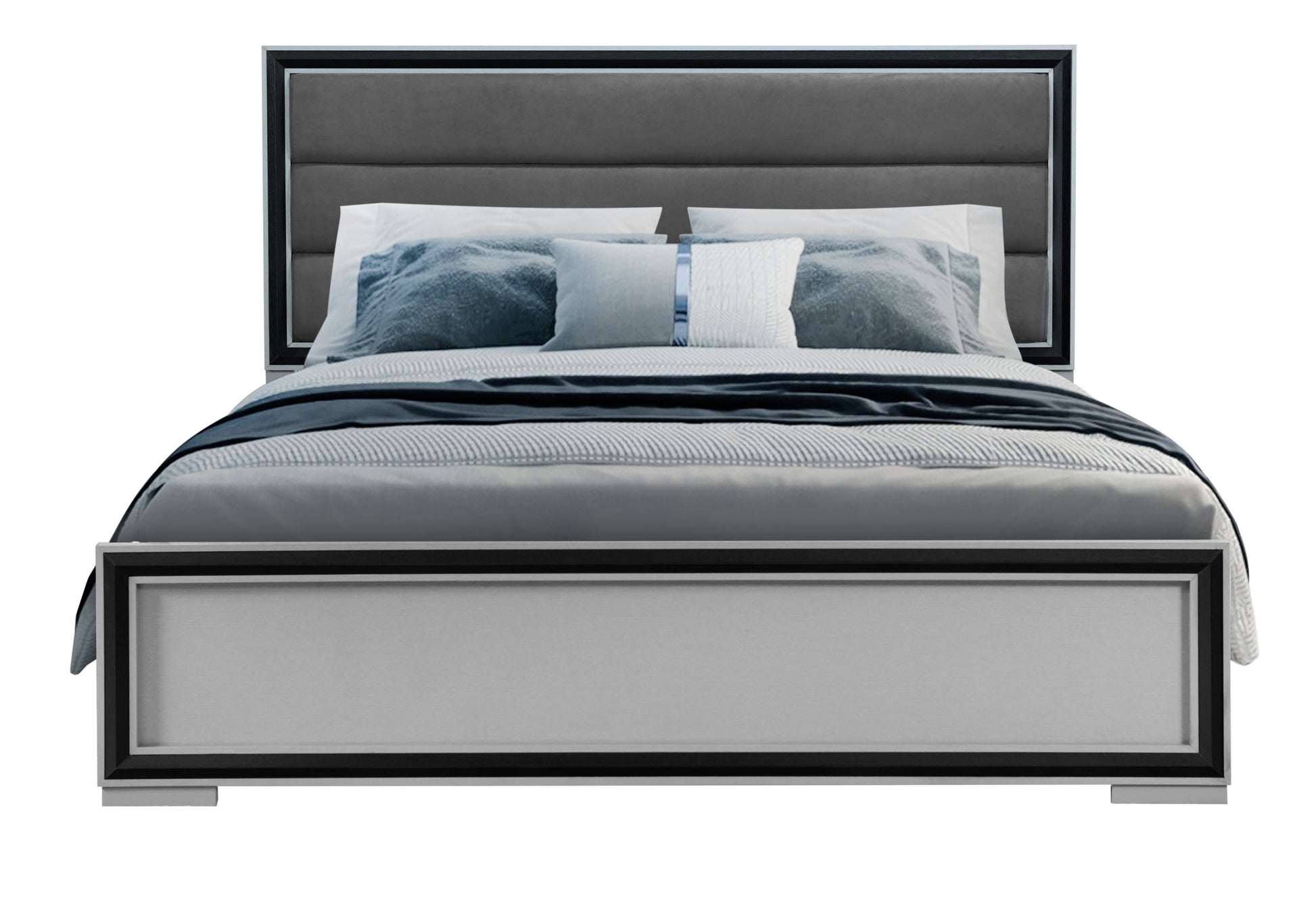 ADELAIDE GREY BLACK QUEEN BED W/LED