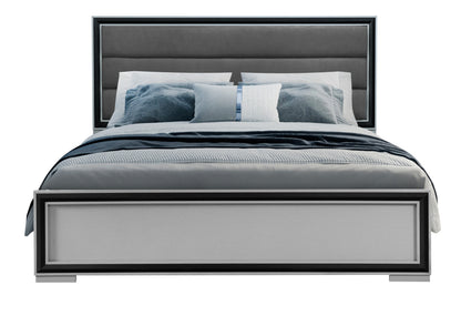 ADELAIDE GREY BLACK QUEEN BED W/LED