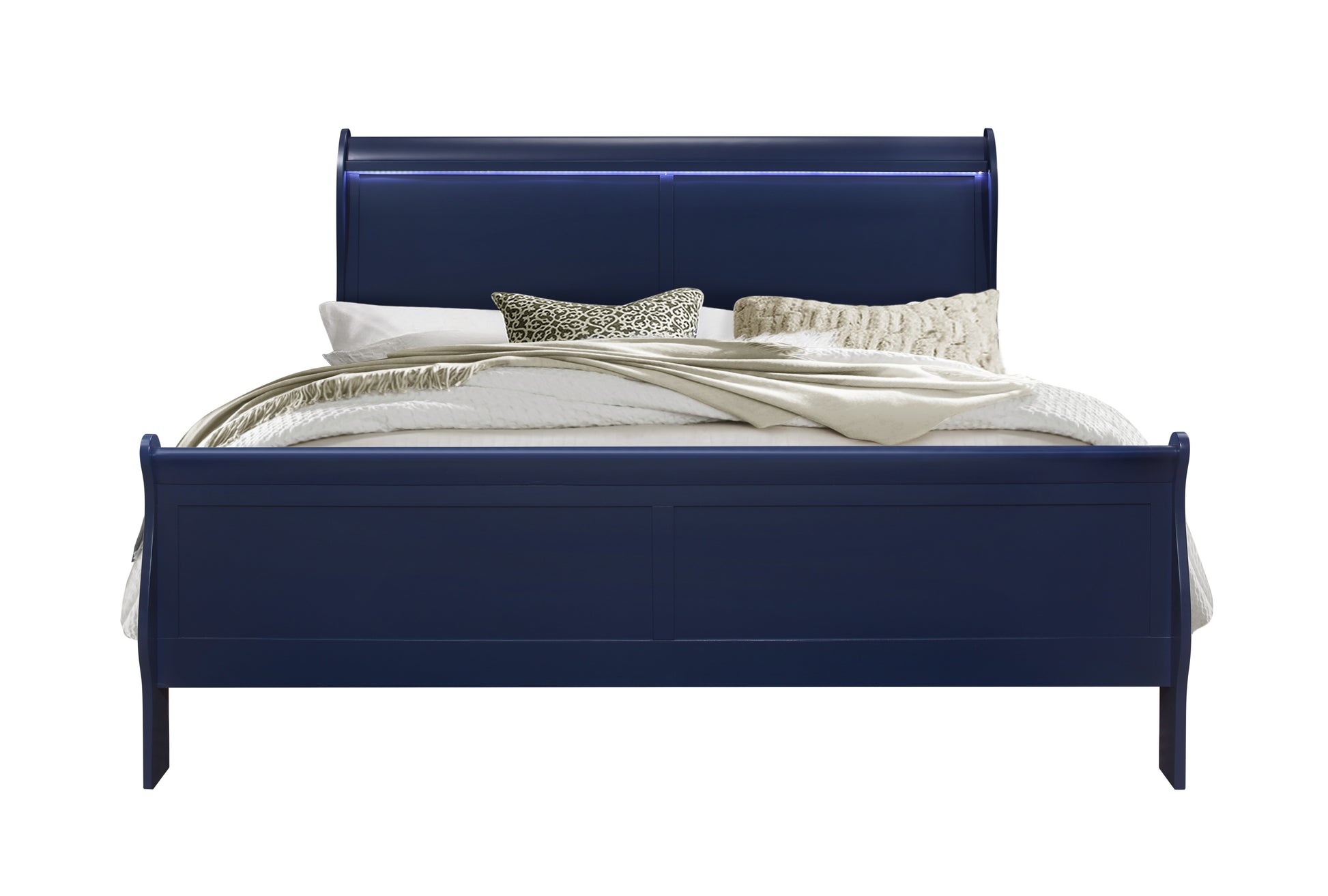 CHARLSTON BLUE KING BED WITH LED