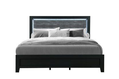 CARLOS BLACK KING BED WITH LED