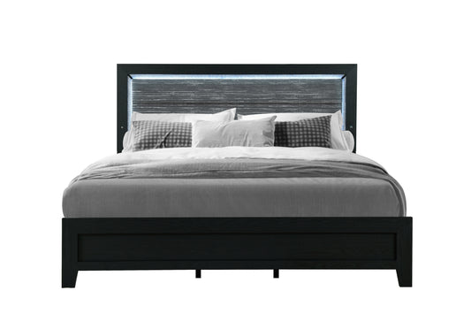 CARLOS BLACK KING BED WITH LED