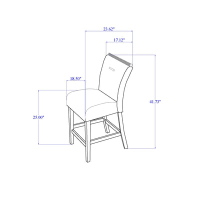 Dark Grey Rubberwood Dining Set with Upholstered Chairs for Dining Room