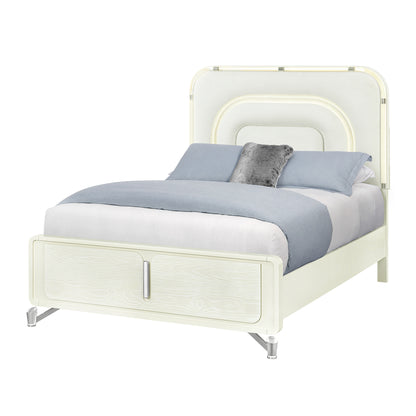 Queen Beige Bed Frame Modern Bedroom Style