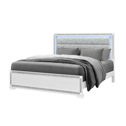 King Size White Rubberwood Bed Frame for Bedroom
