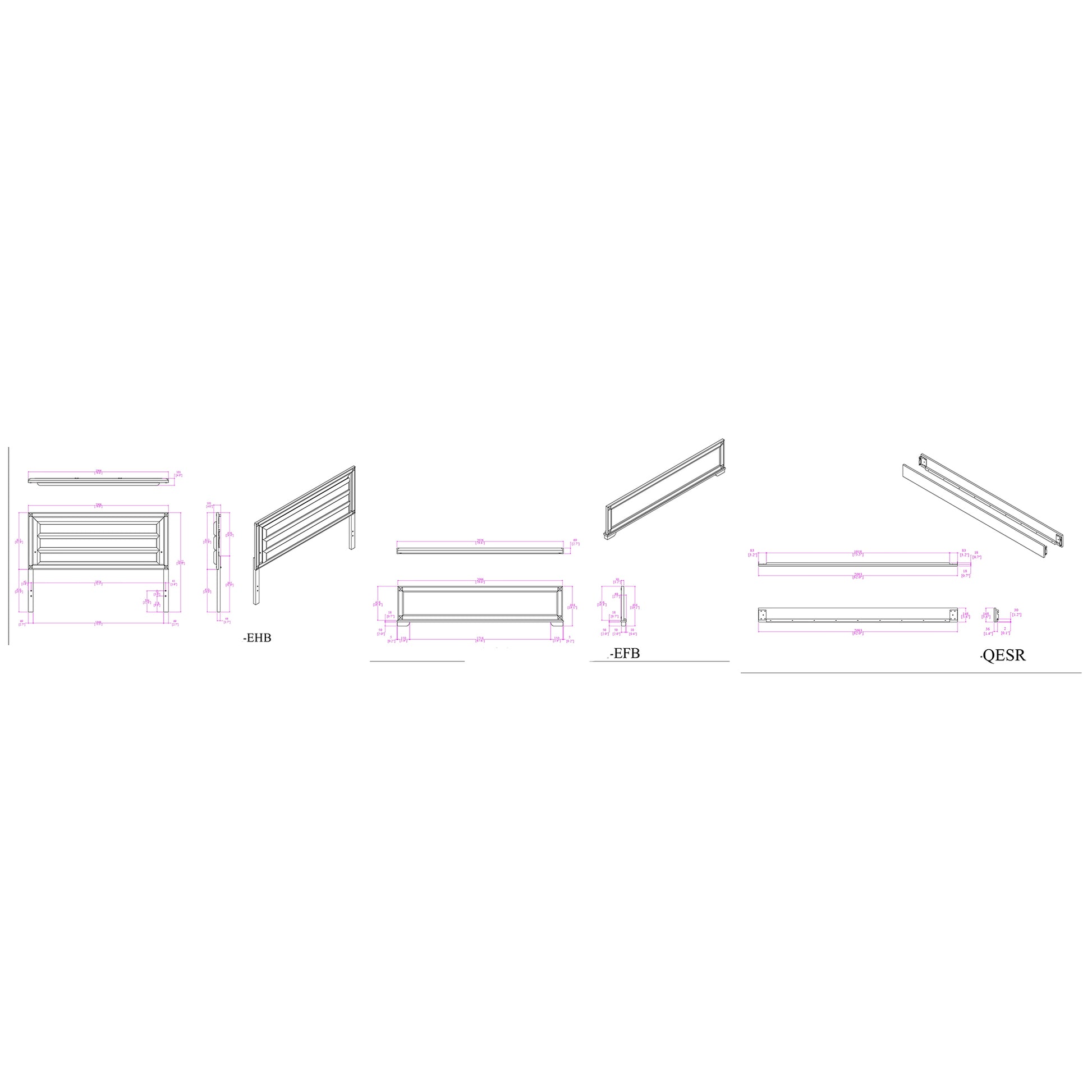 King Size White Rubberwood Bed Frame for Bedroom