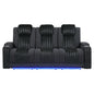 Duran Black Power Reclining Sofa with Power Headrest, LED and Drop Down Table with reading Light