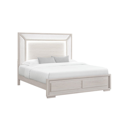 CIARA BEIGE QUEEN BED WITH LED