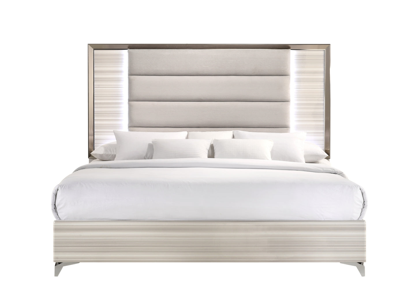 STAR WHITE KING BED WITH LED