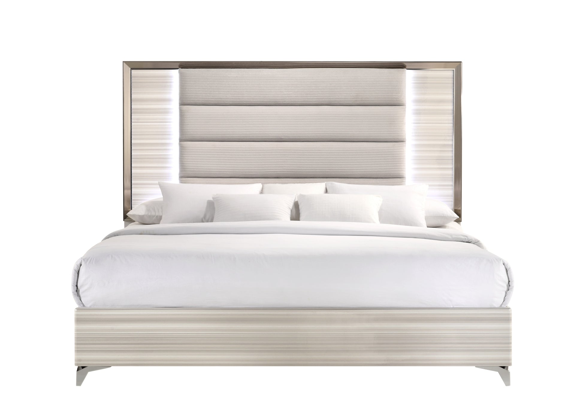 STAR WHITE KING BED WITH LED
